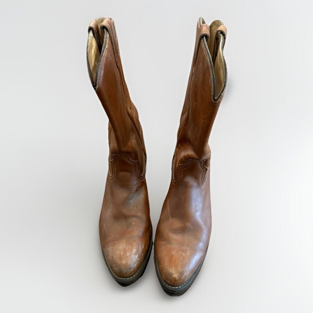 Vintage Acme Mens 9096 Brown Leather Suede Western Cowboy Boots 13 Made In USA